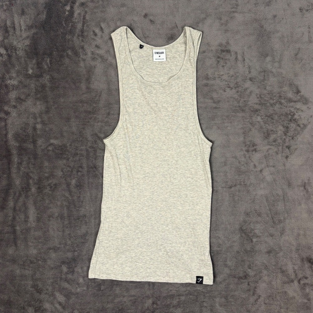 Gymshark Mens Ribbed Tank Top Grey Heather‎ Sleeveless Muscle Stringer Medium